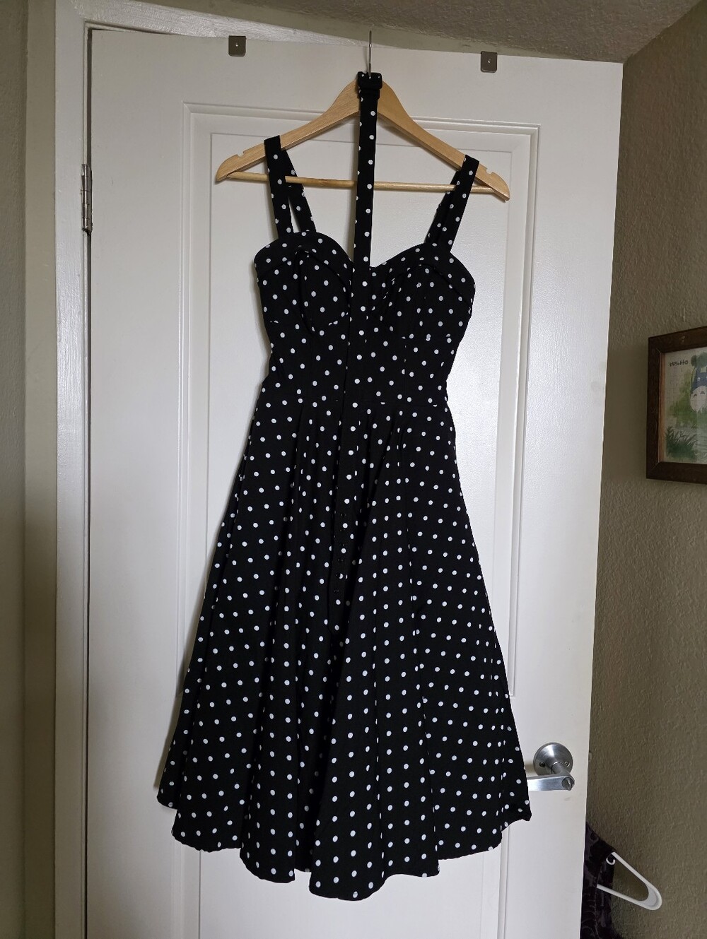 Vixen by Micheline Pitt Maneater Swing Dress in Black Polka Dot, small - Picture 2 of 7